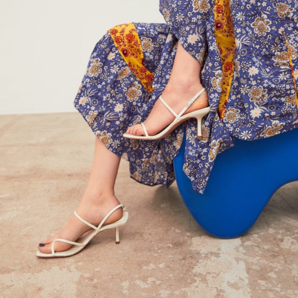 Zara Strappy MidHeel Leather Sandals Gem